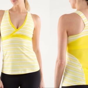 lulu lemon yellow floral deep V tank top!